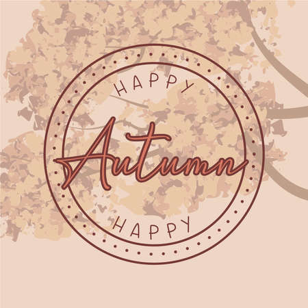 Isolated outline label with text Happy autumn background Vectorのイラスト素材