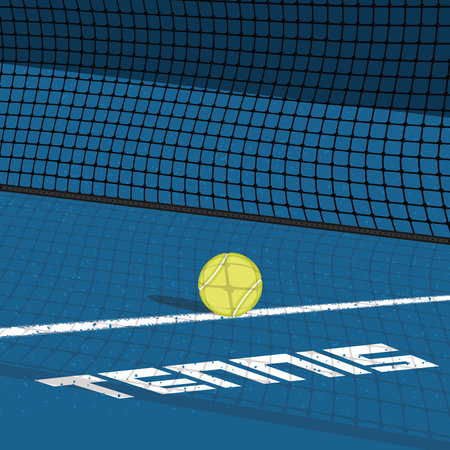 Tennis ball next to a net Sport poster Vectorのイラスト素材