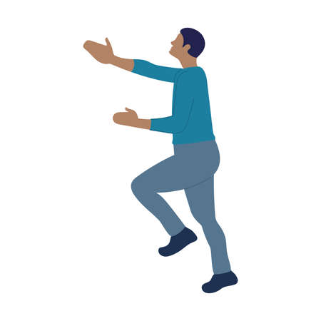 Isolated male cartoon doing an effort to push something Vectorのイラスト素材