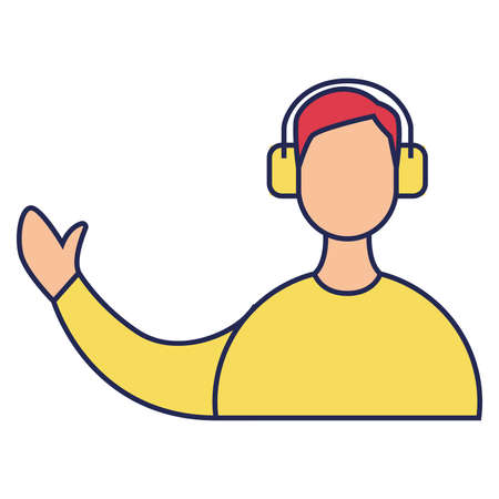 Isolated male character with headphones flat design icon Vectorのイラスト素材