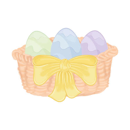 Isolated wooden basket with easter eggs Vectorのイラスト素材