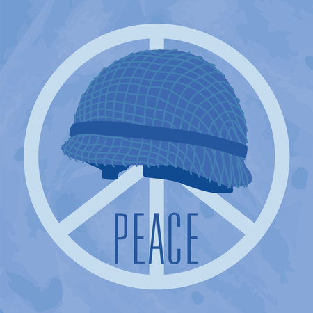 Isolated military helmet on a peace symbol Peace concept Vectorのイラスト素材