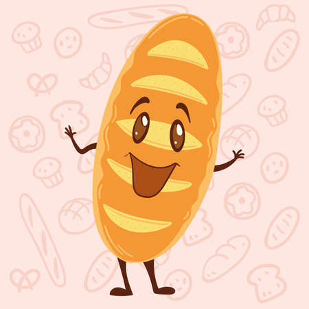 Isolated happy bread cute cartoon Vectorのイラスト素材