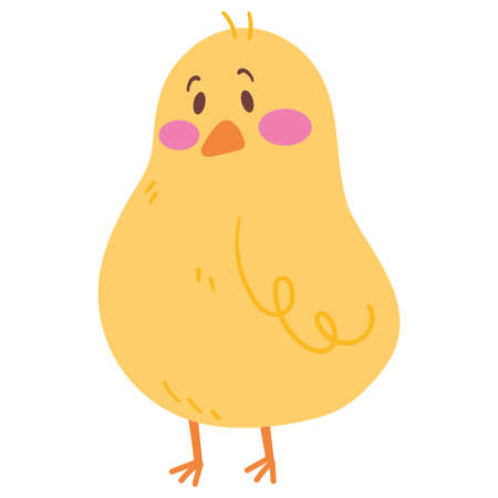 Isolated cute yellow little chicken cartoon Vectorのイラスト素材