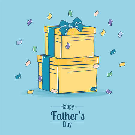 Isolated stack of presents with ribbon Happy fathers day Vectorのイラスト素材