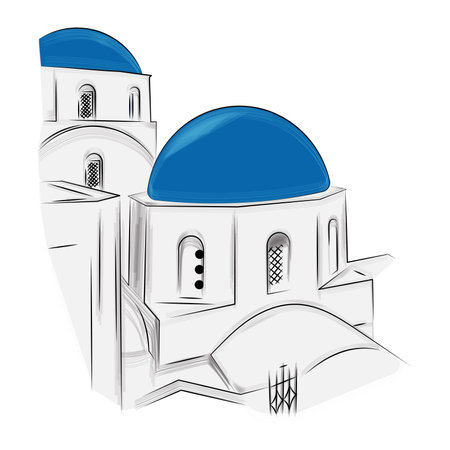 Isolated sketch of a santorini house building Vectorのイラスト素材