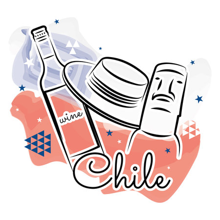 Colored chile travel promotion with wine bottle Vectorのイラスト素材