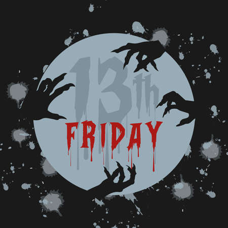 Zombie hands on a moon Friday thirteen Vectorのイラスト素材