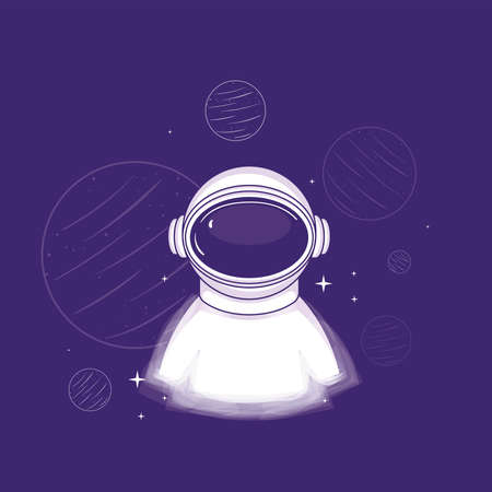 Isolated astronaut character on a space background Vectorのイラスト素材