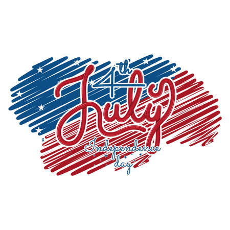 Blue and red scratch with text Usa independence day template Vectorのイラスト素材
