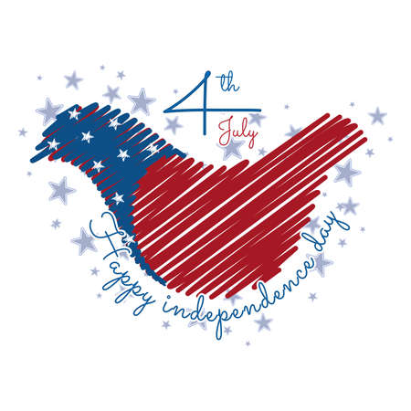 Colored scratched bird USA independence day Vectorのイラスト素材