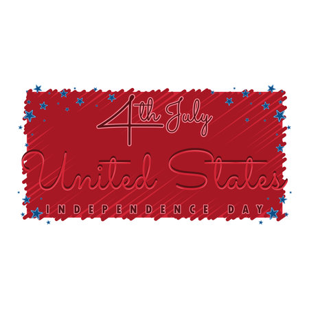 Colored scratch draw with text Happy USA independence day template Vectorのイラスト素材