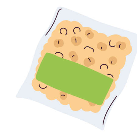 Isolated sketch of a vegan product on a plastic bag Vectorのイラスト素材