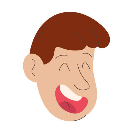 Isolated happy cute man cartoon avatar Vectorのイラスト素材