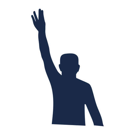 Silhouette of a person doing a protest gesture Vectorのイラスト素材