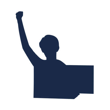 Silhouette of a person doing a protest gesture Vectorのイラスト素材