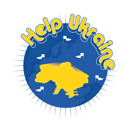 Isolated earth globe with the map of Ukraine Help Ukraine Vectorのイラスト素材