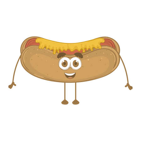 Isolated hot dog cartoon kawaii Fast food Vectorのイラスト素材