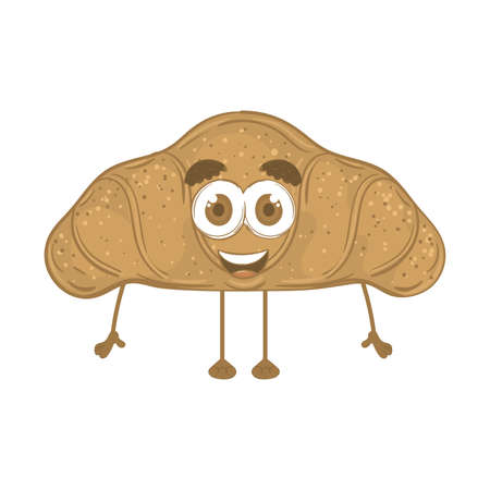 Isolated croissant cartoon kaiwaii Bakery product Vectorのイラスト素材