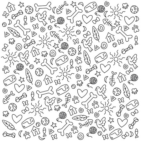Seamless pattern background with pet toys icons Vectorのイラスト素材