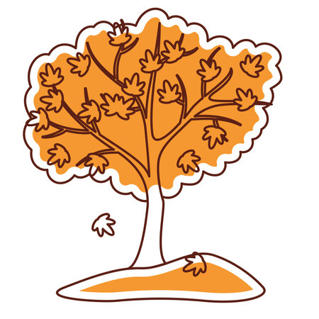 Isolated colored autumn tree sticker icon Vectorのイラスト素材