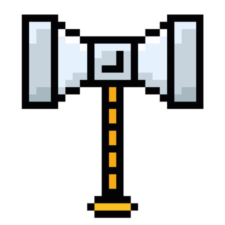 Isolated colored hammer videogame icon Pixelated style Vectorのイラスト素材