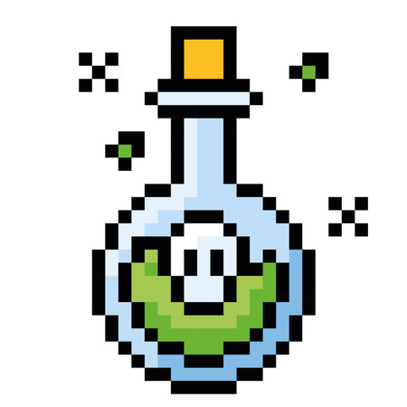 Isolated poison flask videogame icon Pixelated style Vectorのイラスト素材