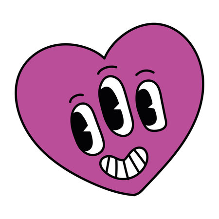 Isolated cute happy groovy heart emote icon Vectorのイラスト素材