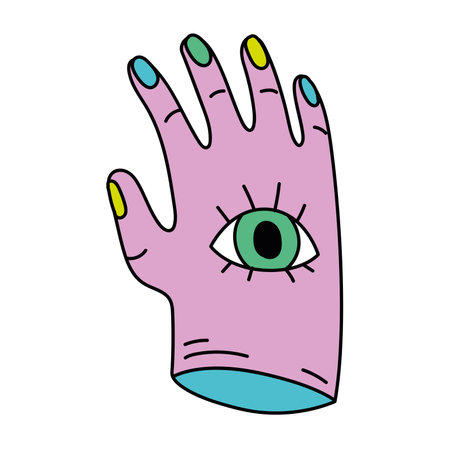 Isolated colored 60s groovy hand emote graffiti Vectorのイラスト素材