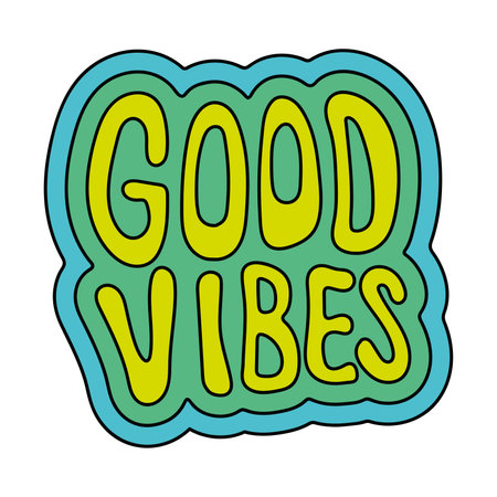 Isolated colored 60s groovy good vibes text Vectorのイラスト素材