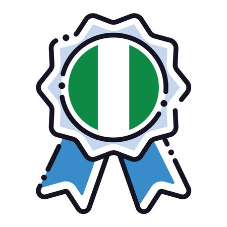 Isolated silk medal icon with the flag of Nigeria Vectorのイラスト素材