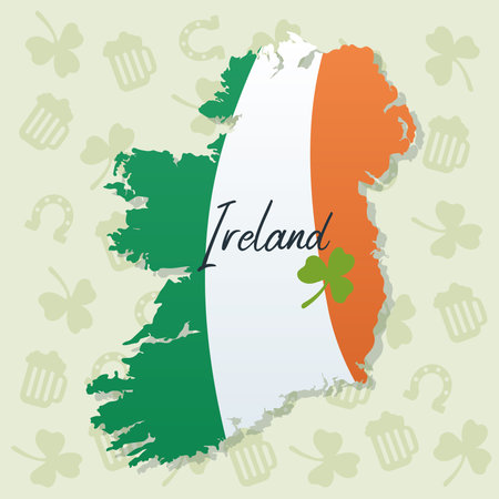 Isolated map of ireland with different traditional icons on background Vectorのイラスト素材
