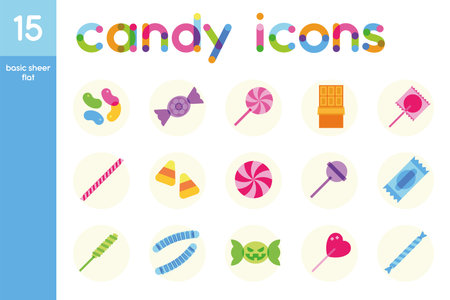 Isolated set of colored candies sheer flat icons Vectorのイラスト素材
