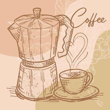 Sketch of a coffee mug and coffee mocha Vectorのイラスト素材