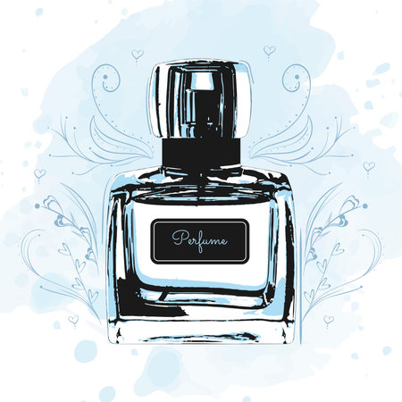 Isolated retro perfume bottle sketch icon Vectorのイラスト素材