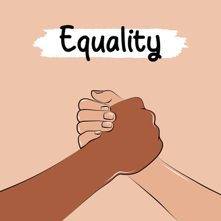 Pair of hands doing an informal handshake Diversity concept Vectorのイラスト素材