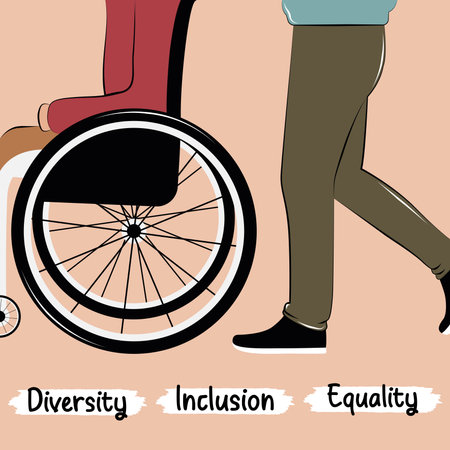 Person carrying another person on wheelchair Diversity concept Vector