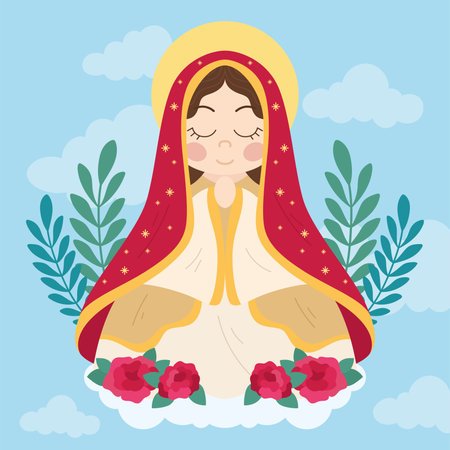Isolated cute virgin mary character Vectorのイラスト素材