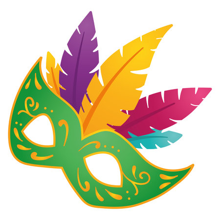 Isolated carnival mask with colored feathers Vectorのイラスト素材