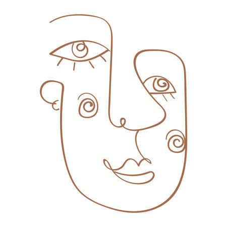 Isolated abstract face sketch avatar Flat design Vectorのイラスト素材