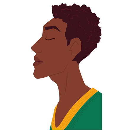 Isolated cute afro american boy character avatar Vectorのイラスト素材