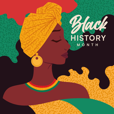 Black history month poster Cute afro american girl character Vectorのイラスト素材