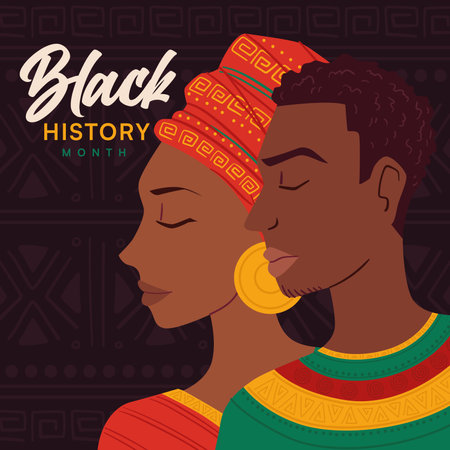 Black history month poster Pair of afro american characters Vectorのイラスト素材