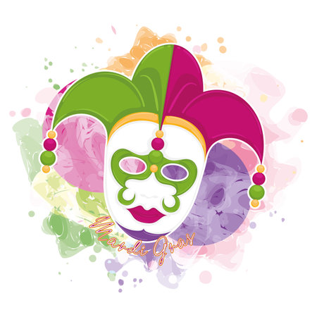 Colored mardi gras template with harlequin mask Vectorのイラスト素材