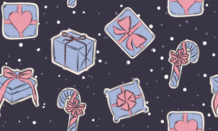 Seamless pattern background with present icons Vectorのイラスト素材