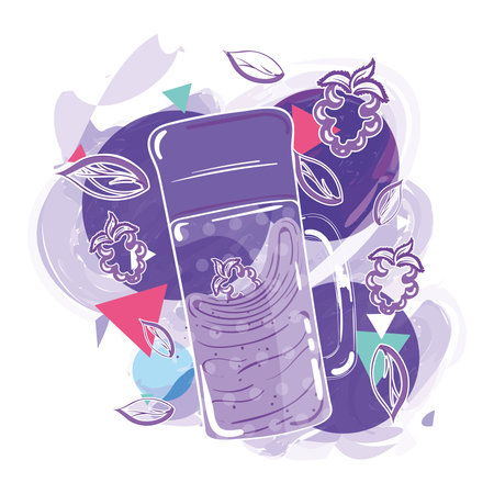 Purple yellow smoothie on jar with grapes fruit Vectorのイラスト素材