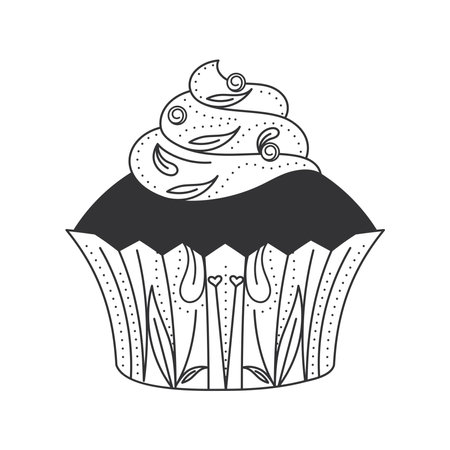 Isolated sweet cupcake sketch icon Vectorのイラスト素材