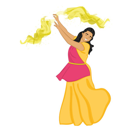 Isolated female character playing with powders Vectorのイラスト素材