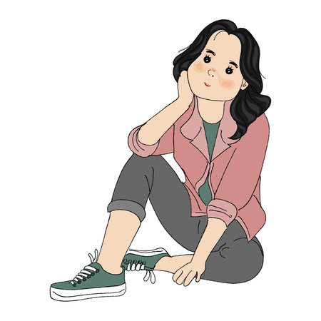 Isolated colored cute girl character Vectorのイラスト素材