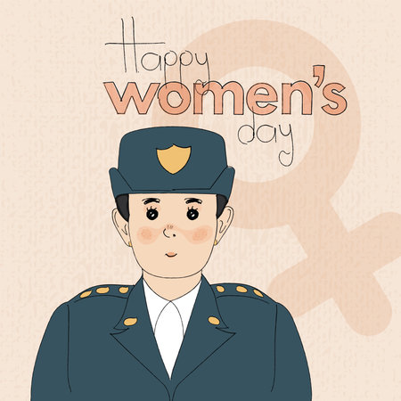 Isolated girl police officer character Happy women day poster Vectorのイラスト素材